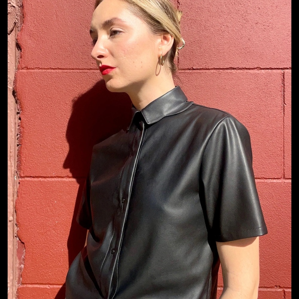 Lulu's Black Faux Leather Top